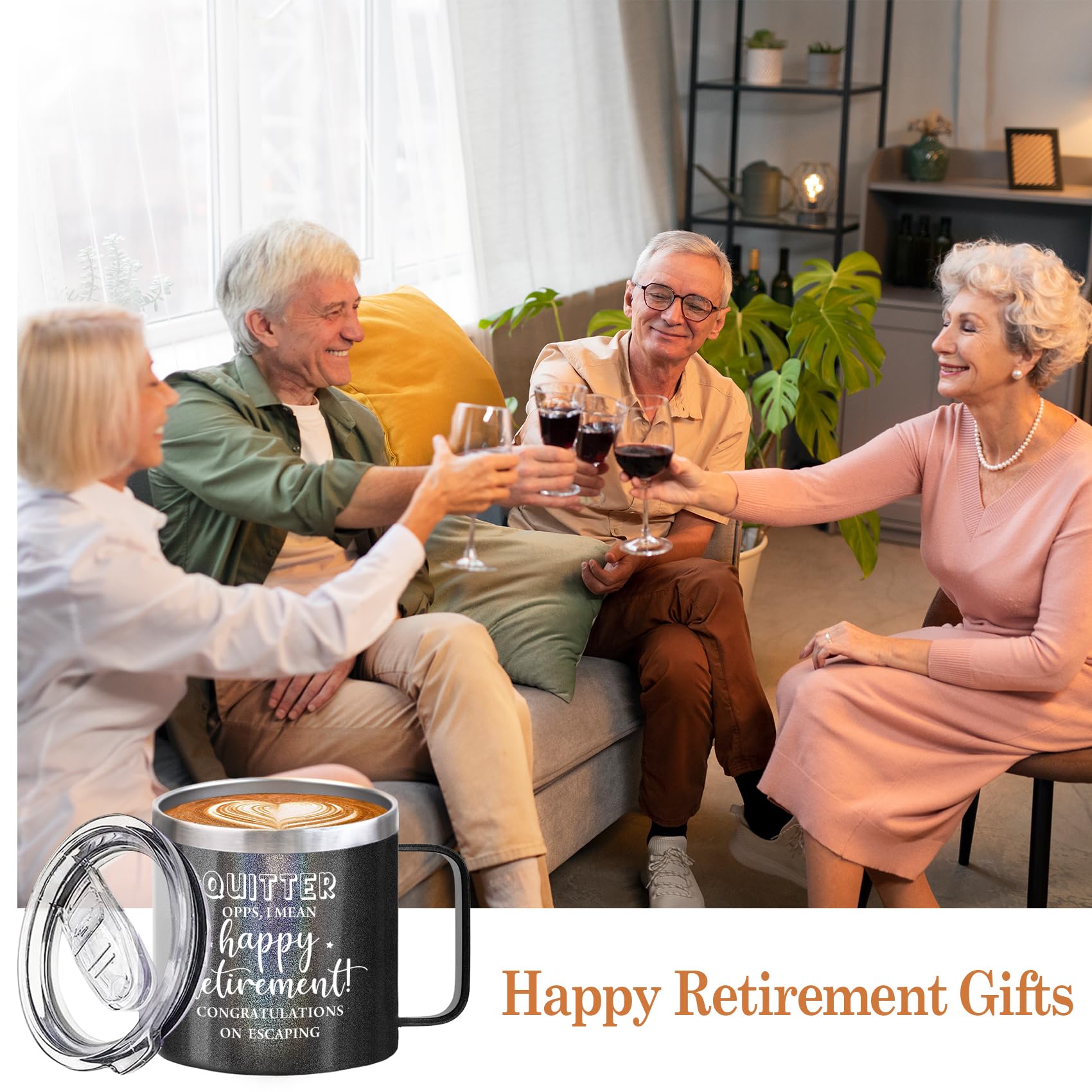 Regalos de jubilación para mujeres y hombres, vaso de jubilación con texto en inglés "I Mean Happy" para jubilación, regalo de despedida para compañeros de trabajo, colegas, jefes, amigos