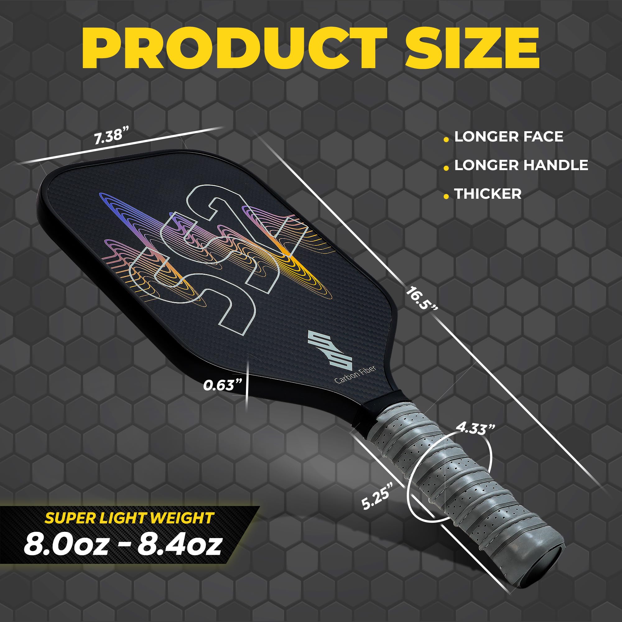 2個セット ピックルボール パドル 3K 生カーボンファイバ Active So ピックルボールパドル：Aviox Cybershape Carbon /アビオックス