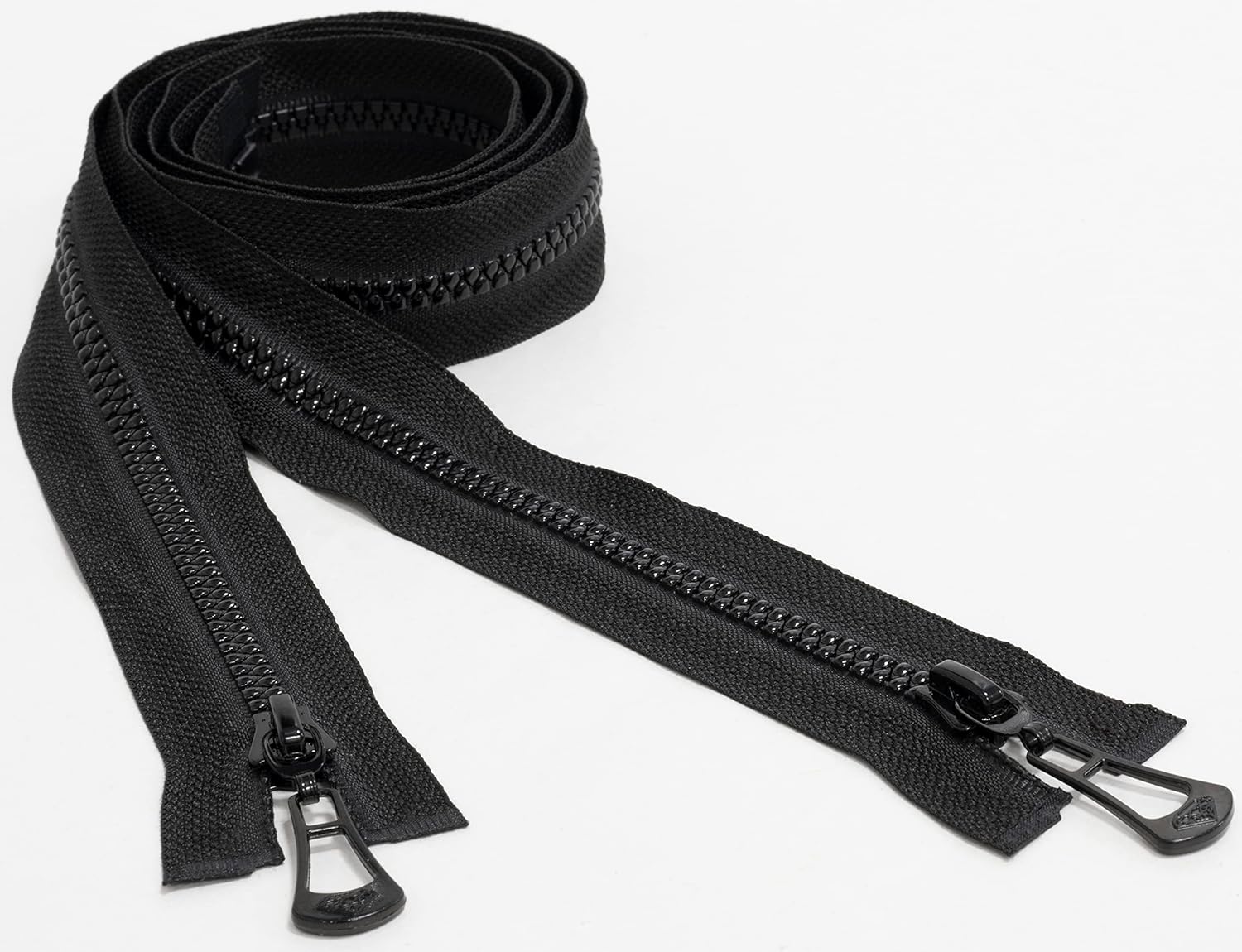 AERZETIX - C64115 – Pack of 2 No.5 Injected Zippers/Zippers 60 cm Self-Locking Separable – Decorative Metal Pull – Colour: Black – Mesh Cursor Haberdashery Clothing Sewing Jacket