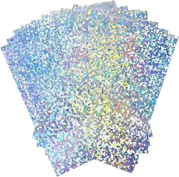 STRBOXONG A4 Holographic Shattered Glass Card 250gsm 297mm x 210mm Metallic Silver Glass Shards Cardstock Foil Paper for Arts and Crafts Scrapbooking Shimmer Mirror Finished Shiny Sheets 10 Sheets