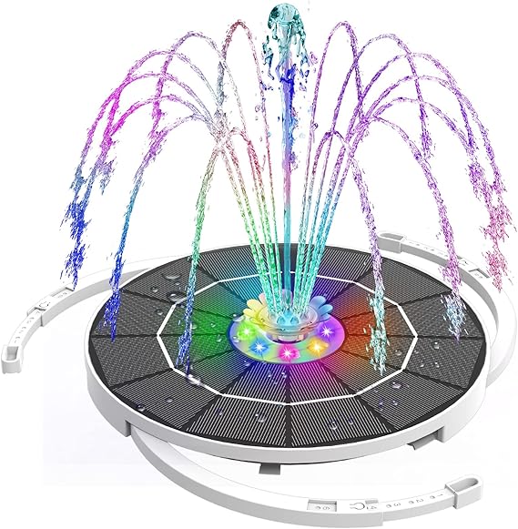 AMZtime 5.5W Solar Fountain with Light, 5.5W LED Light