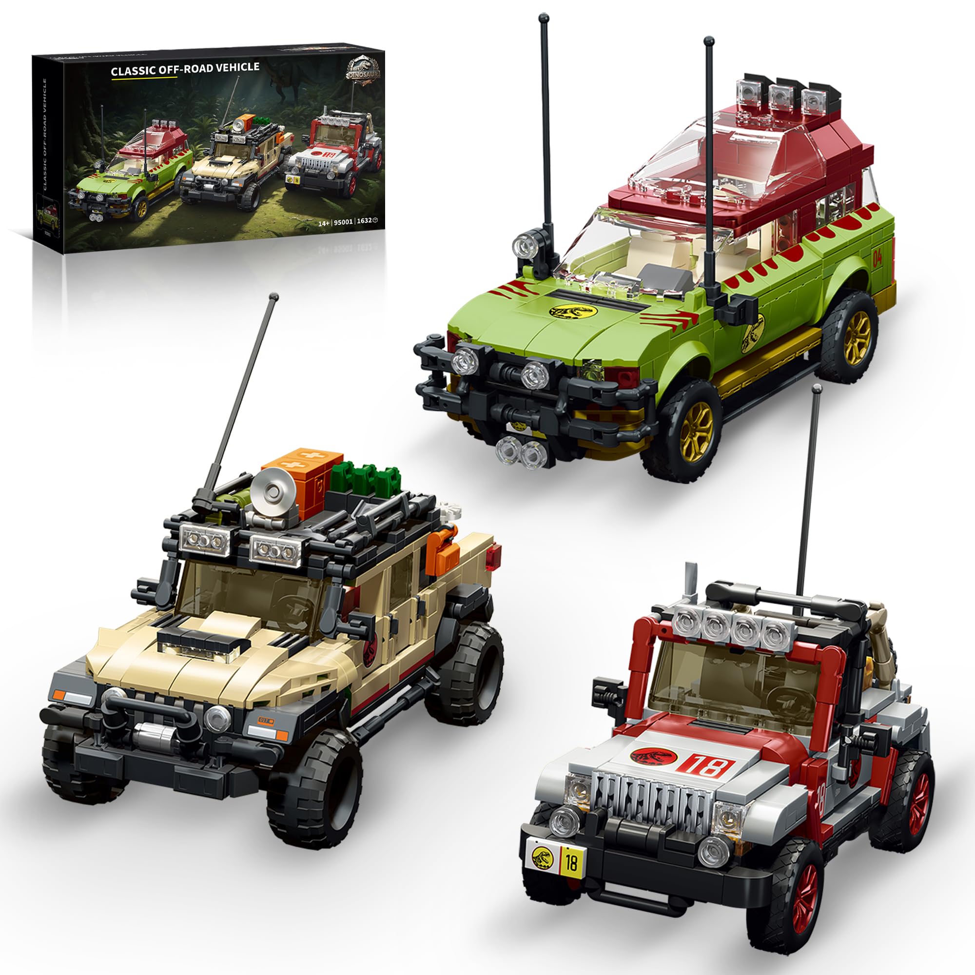 Dinosaur Classic Off-Road Vehicle Building Set, 3-in-1 All-Terrain Compatible with Leg Ca…