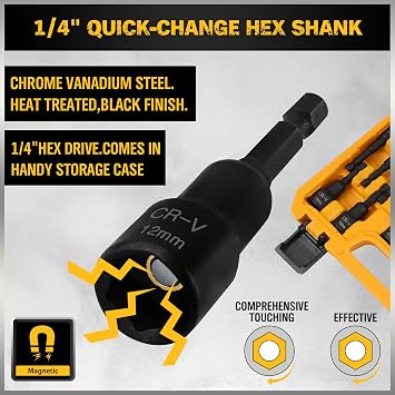 Nut Driver and Screwdriver Bit & Hex Drill Bit