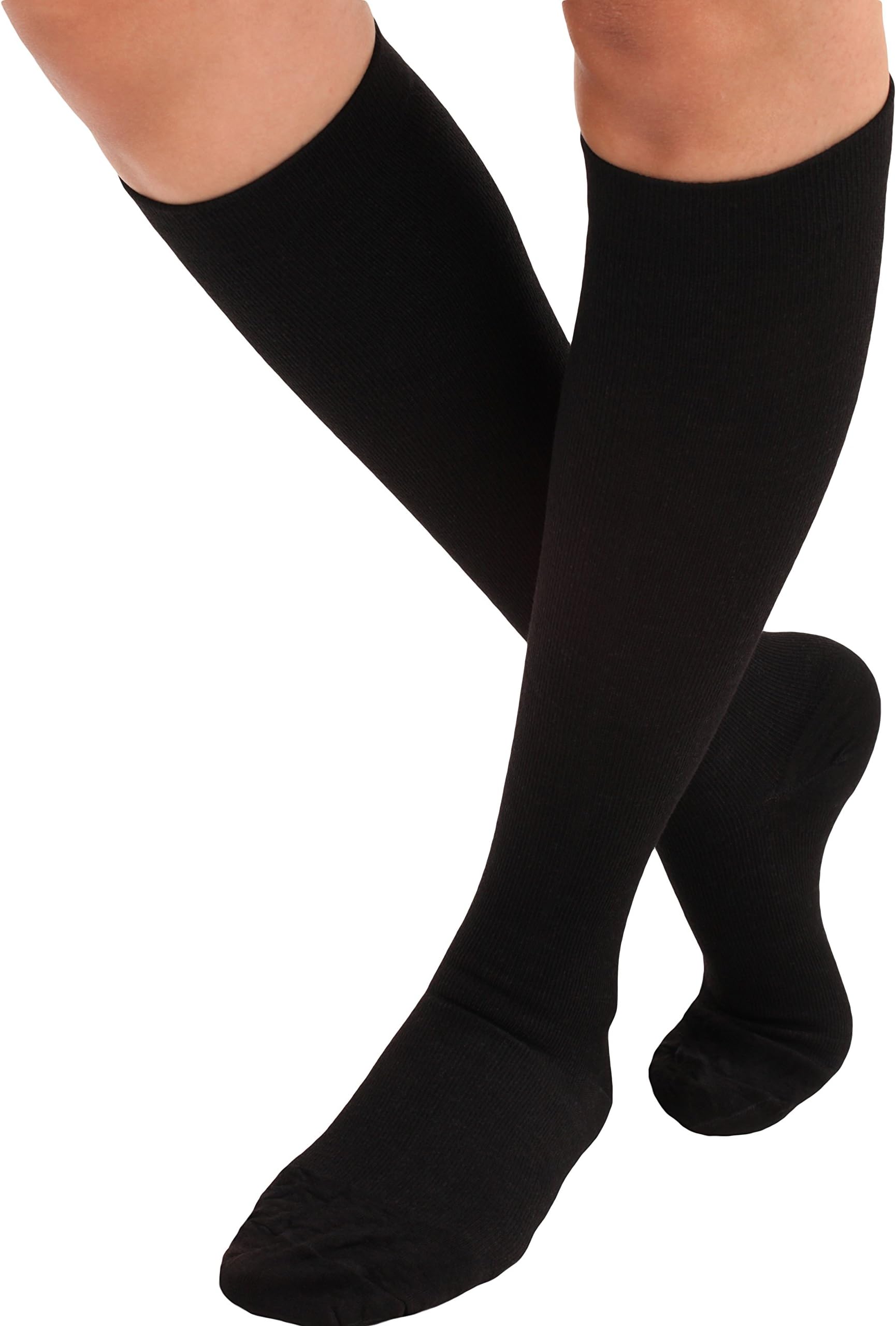 Mojo Compression Wool Compression Socks - Firm Graduated Support 20-30mmHg Compression Sock (Large, Black)