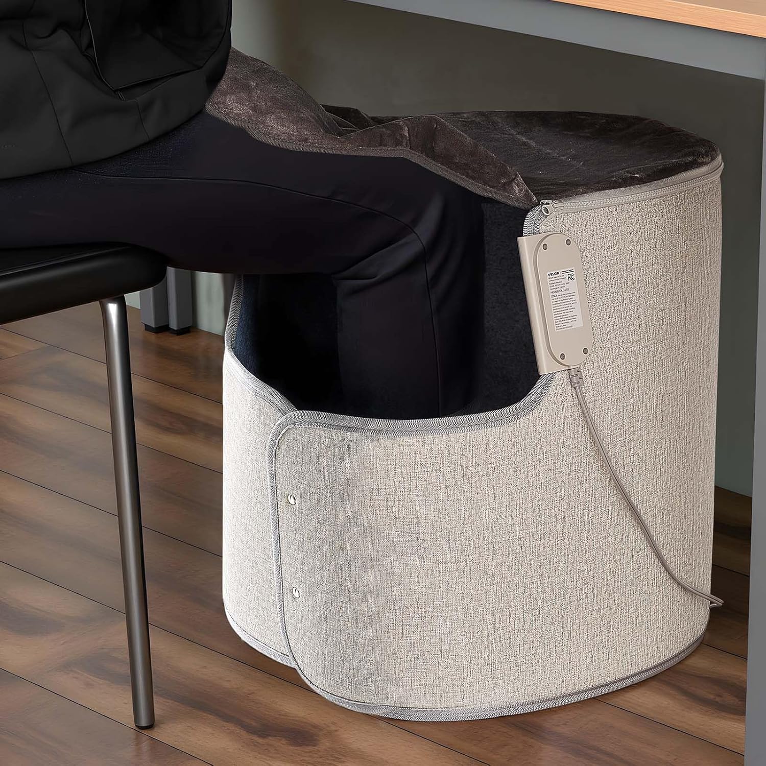 VEVOR Under Desk Space Heater,Rollable Foot Warmer Portable for Home&Office,Timer & Secure,Quiet for Legs,Ankles,Touch&Remote Control Personal Electric Round Surround Warming Pad,Over-Heat Protection