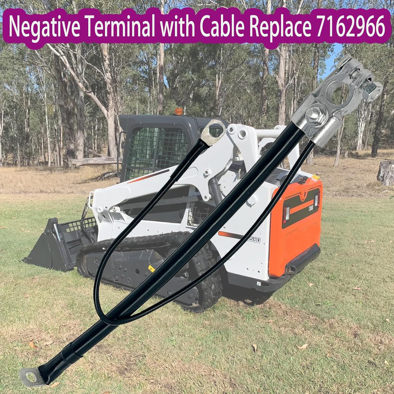 Negative Battery Cable 7162966 Compatible with Bobcat T550 T595 T630 T650 T590, Negative Battery Cable Fit for Track Loaders S510 S595 S630 S650 S530 S550 S570 S590 Skid Steer Loaders.