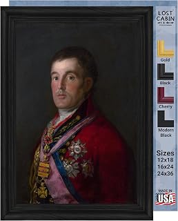 Lost Cabin Portrait of the Duke of Wellington by Francisco Goya | Canvas in Black Flat Frame | Fine Artwork Painting Reproduction | Framed Wall Art Decor Poster | Image: 24x36 Frame: 28x40
