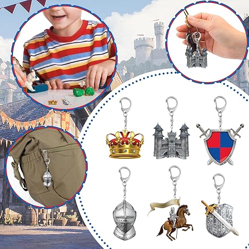 Miniatura 4 de Regalos de fiesta de caballero medieval, 12 llaveros acrílicos con temática de caballero medieval para disfraz de caballero, cosplay, caballero