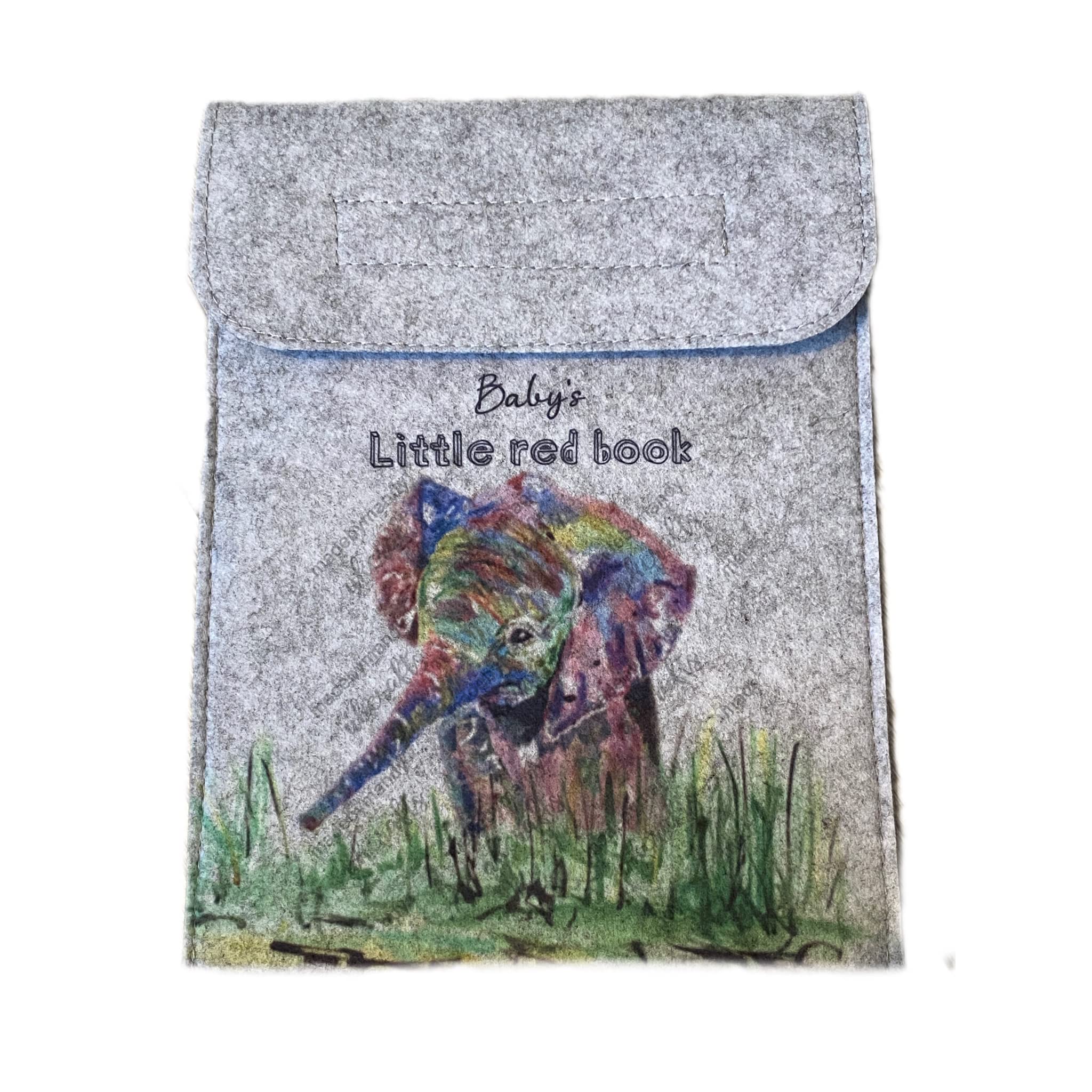 Baby's red book cover for NHS medical notes personal health record book new parent gift baby gift with an Elephant image