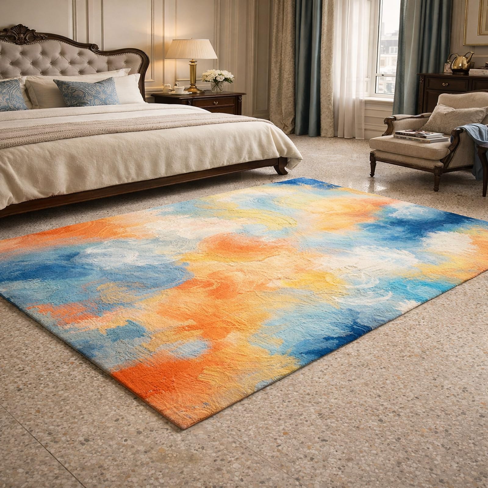 Tapis à poils courts multicolore 200x280 pour grand salon moderne