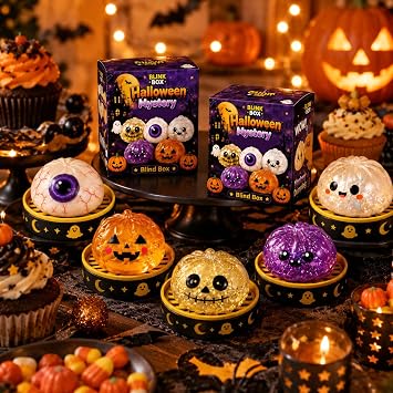 Halloween Spooky Ghost Dumpling Squishy Mystery Box,Cute Halloween Pumpkin Fidget Squeeze,Random 1 Of 5 Colors,Soft Squishy Dumpling For Anxiety Relief, Perfect For Party Favors, Birthday Gifts B-Red