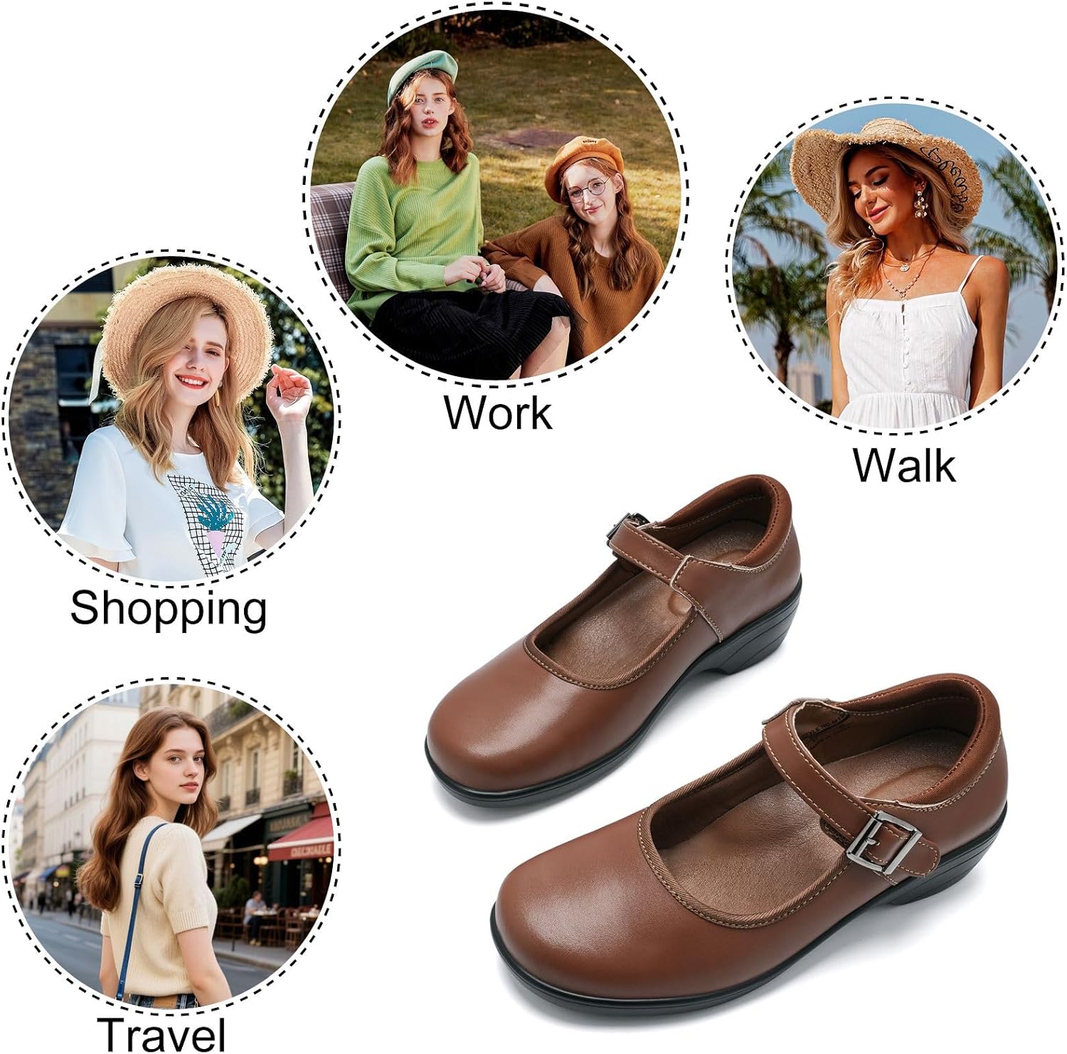 Womens Mary Jane Shoes with Arch Support Round Toe Ankle Strap Loafers Memory Foam Comfort Dress Shoes - Image 6