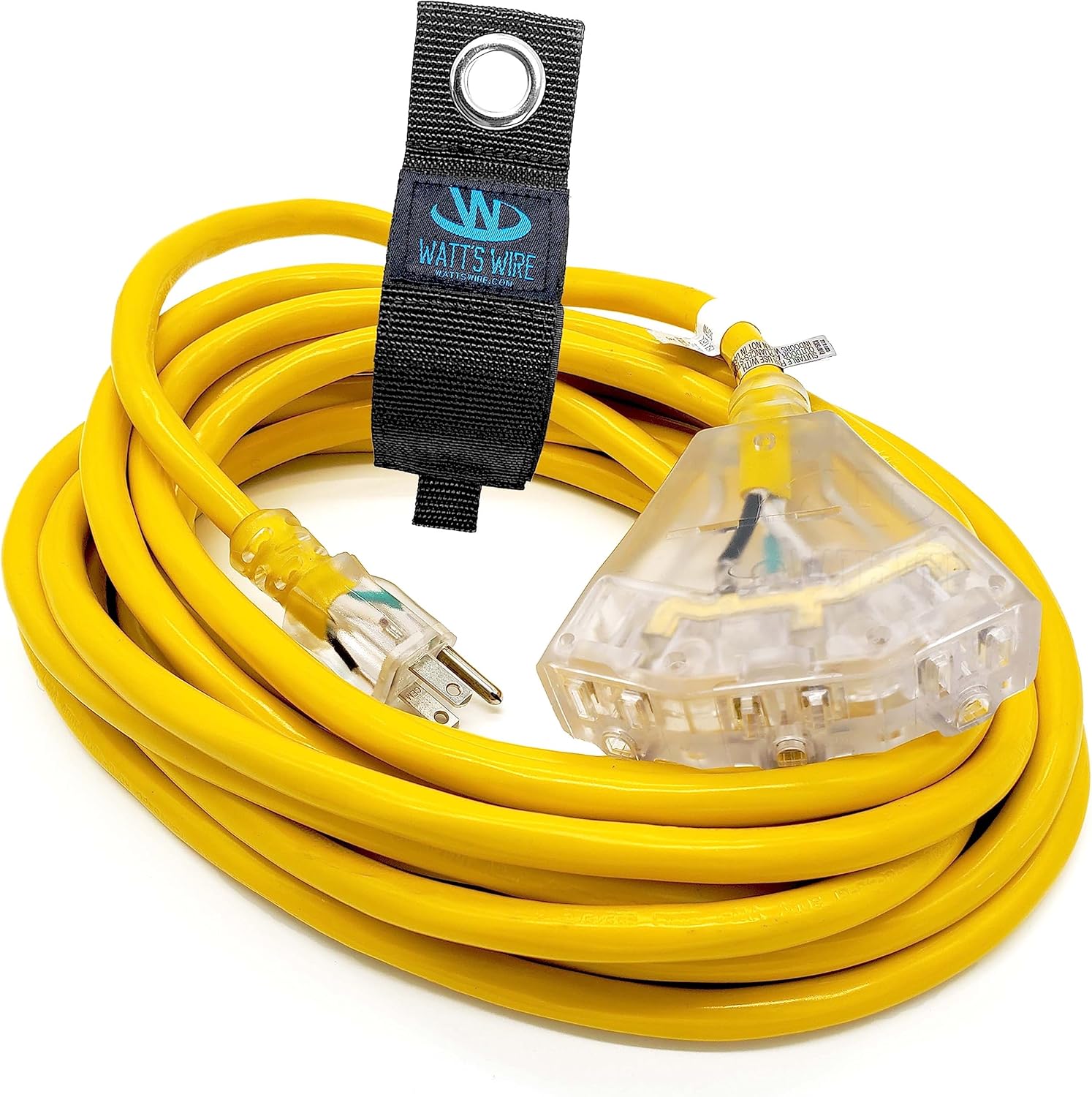 25 ft Outdoor Extension Cord Waterproof - 12 Gauge Heavy Duty Extension Cord 25 ft - Lighted Outdoor Extension Cords with Multiple Outlets - Watts Wire - 25' Grounded - extensiones electricas