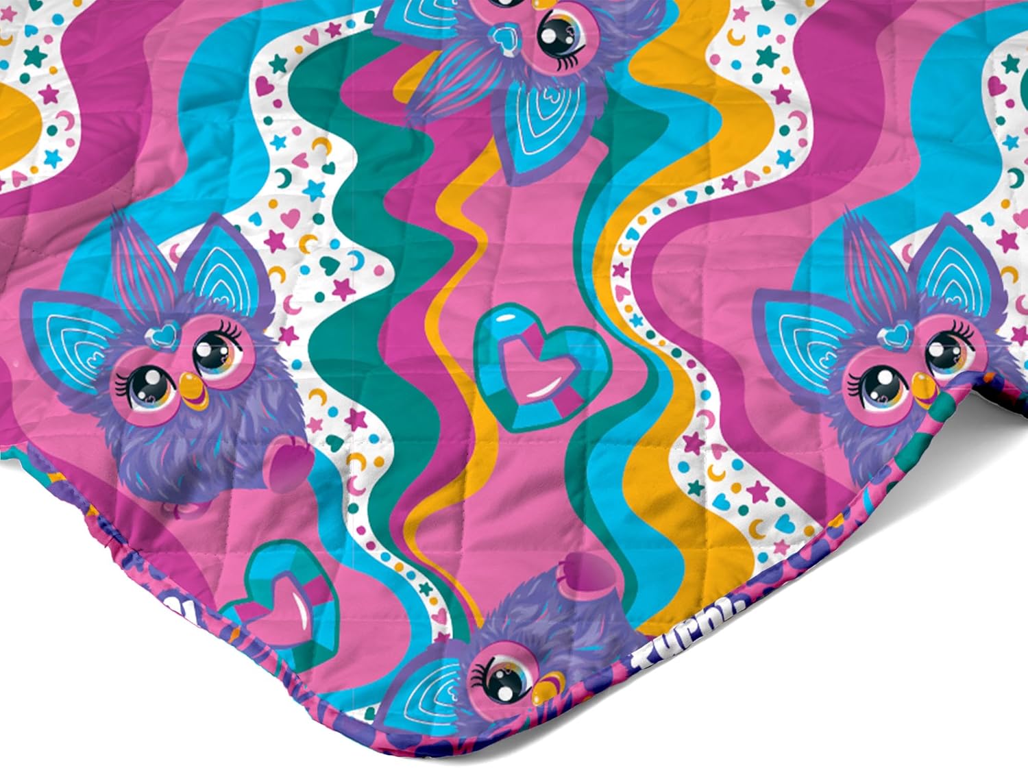 Northwest Furby Furby World Quilted Blanket, Comfy Throw, Adults Boys Girls, Soft Lightweight Bedding for Bed, or Couch, 60 x 80 inches