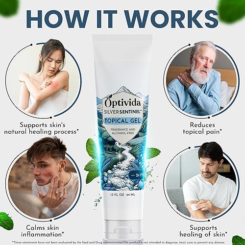 Vista 3 de OPTIVIDA Gel de plata coloidal para el cuidado de heridas, curación tópica natural de la piel, gel de nano-plata para heridas, quemaduras