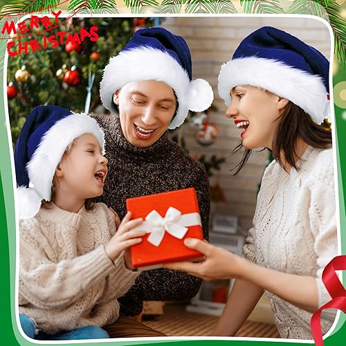 Miniatura 6 de Paquete de 12 sombreros de Papá Noel de felpa para regalos de fiesta de Navidad para mujeres, hombres y adultos
