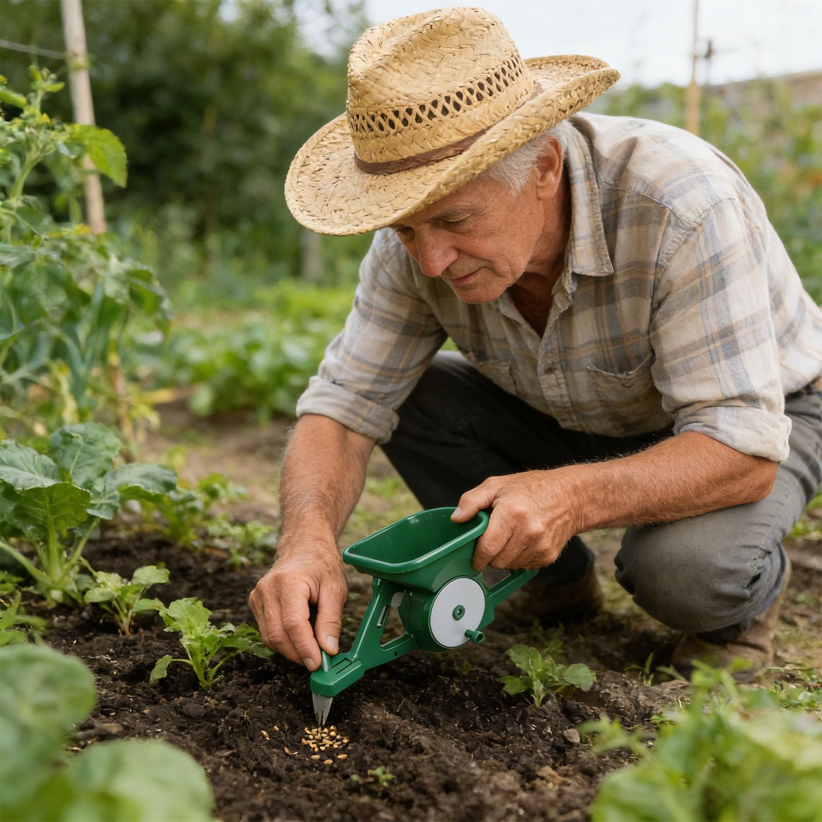 Manuell verstellbare Gartenstreuer mit 3 l Fassungsvermögen und Kurbel für die präzise Ausbringung von Düngemitteln, Salz und handbetriebene Gartenauffahrtsstreuer
