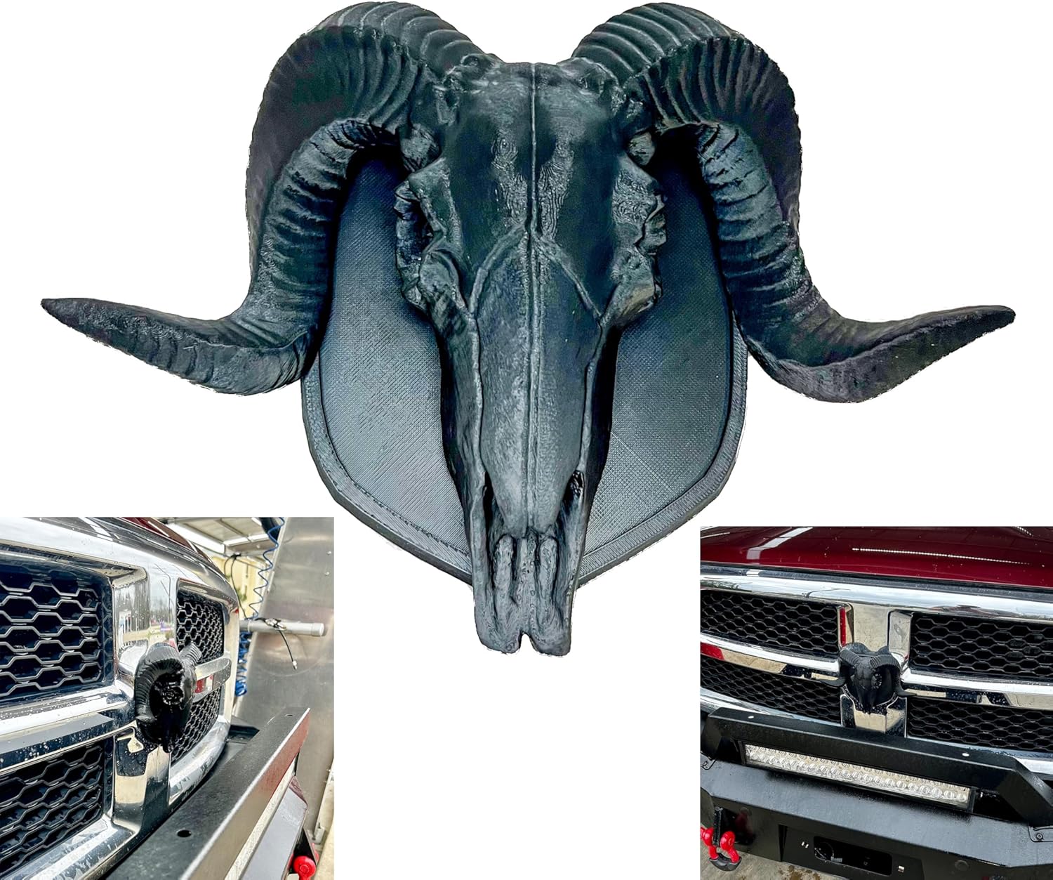 Matte Black Grille Emblem Badge for 2013-2018 RAM 1500, 2500, 3500 Trucks - Aftermarket Replacement Accessory, Made in USA - Durable Truck Exterior Parts