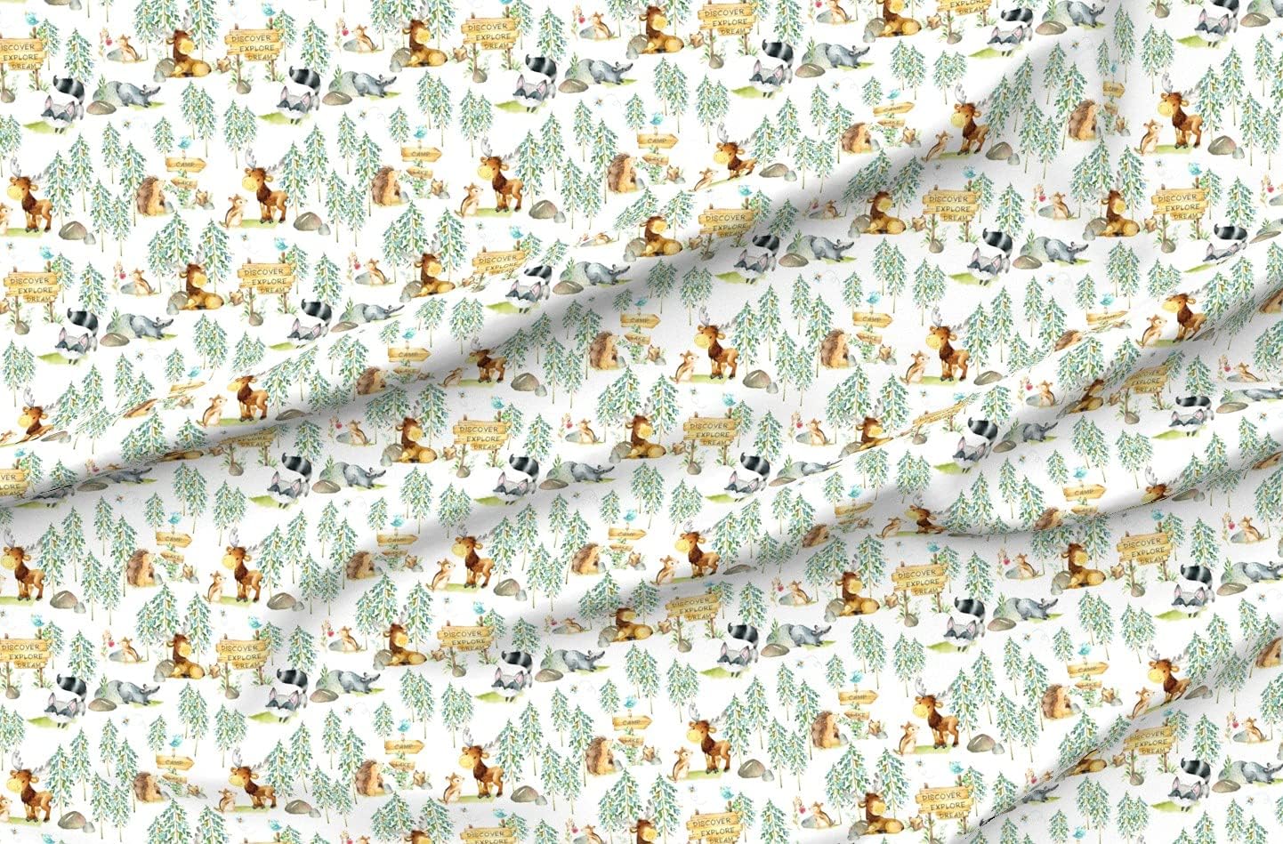 Spoonflower Fabric - Woodland Animals Nursery Baby Boy Forest Printed on Minky Fabric by The Yard - Sewing Baby Blankets Quilt Backing Plush