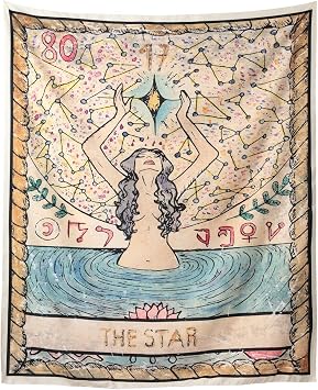 Tarot Tapestry The Star Tarot Flag Wall Hanging Medieval Europe Divination Tapestry Wall Blanket Vertical Mysterious Boho Home Decoration, 51 x 60 Inch