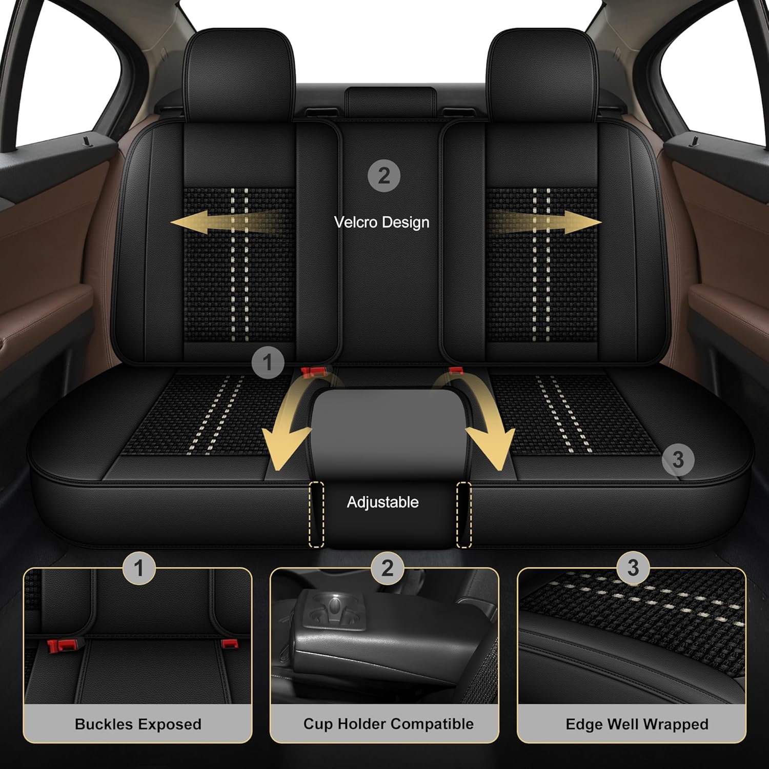 Car Seat Covers for Hyundai Venue 2020-2025 2026: Ice Silk Full Set Seat Covers, Breathable & Comfortable Auto Interior Accessories for Front & Rear Seats(Black)