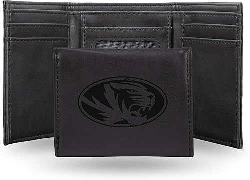 Vista 233 de Rico Industries NCAA - Cartera triple grabada con láser y tres pliegues grabada con láser, accesorio para hombre Negro
