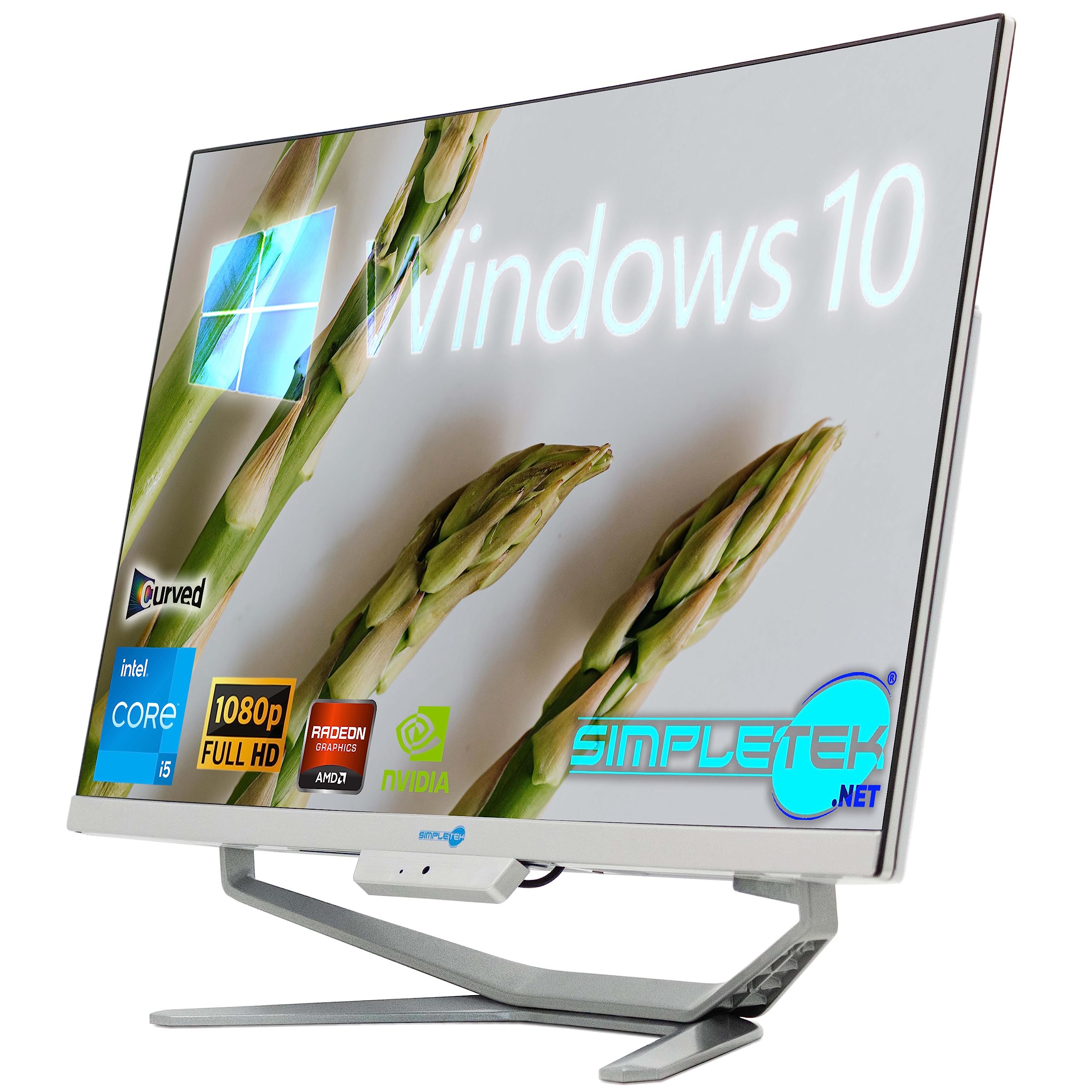 SIMPLETEK - PC All in One con Schermo Curvo 24" Core i5 | Windows 10 Pro | 16GB RAM SSD 240GB | Ideale per Ufficio, Scuola, Casa