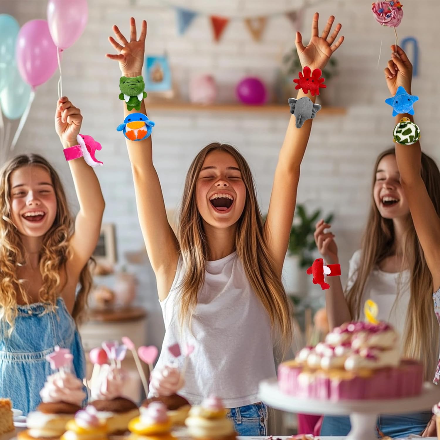 XIPEGPA 20 PCS Stuffed Animal Slap Bracelets Plush Slap Bracelets Toy Bulk for Boys Girls Birthday Gifts Classroom Rewards Party Favors