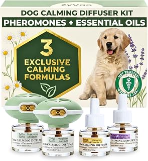 120 Days Advanced Dog Calming Diffuser Kit with Natural Essential Oils (Lavender & Chamomile) - Dog Pheromones Calming Diffuser Plug-in for Anxiety Relief & Stop Peeing - Vet Trusted Formula
