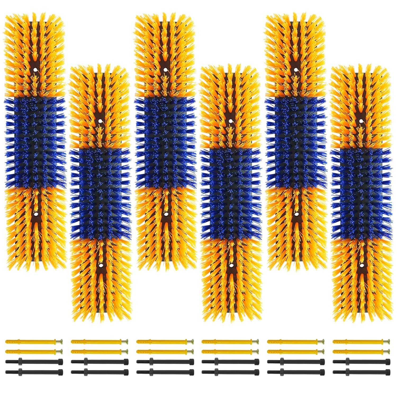 Livestock Scratch Brush With 24 Screws，Animal Back Scratching Brush for Cow,Cattle,Sheep, Horses,Pigs，Massage Grooming Tool (Yellow, 6pcs)