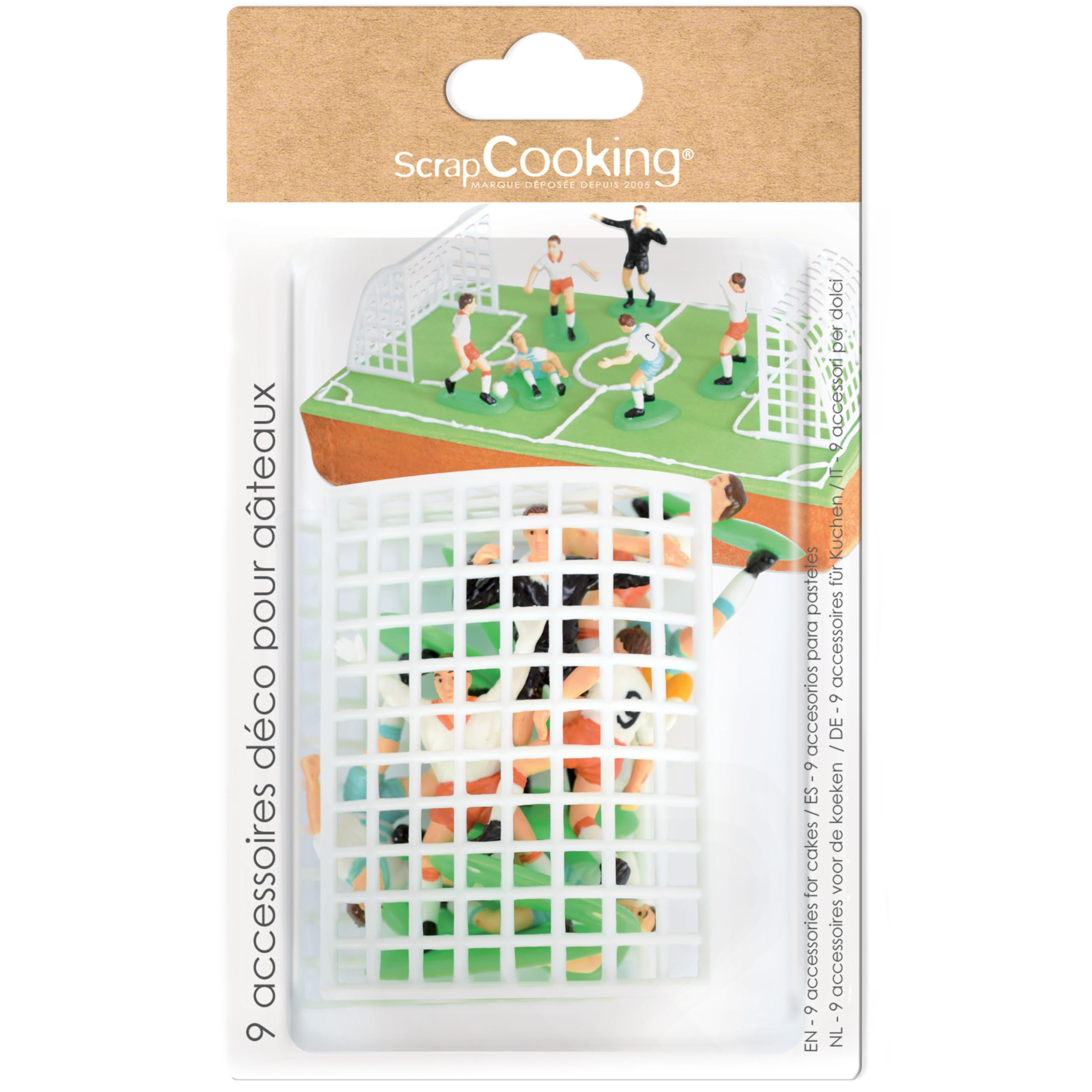 ScrapCooking - Kit Déco Gâteau Football - 9 Décorations Foot pour Gâteau, Pâtisserie, Dessert, Anniversaire, Enfant - Cake Design - 5013