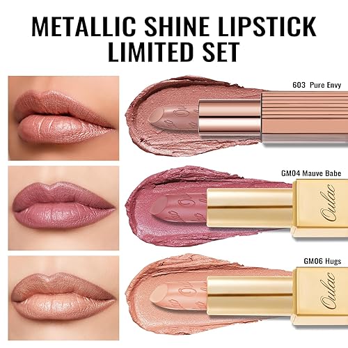Miniatura 103 de Oulac Lipstick & Lipliner Set 3PCS High Impact Lipcolor with Moisturizing Formula, Vegan Beauty, Full-Coverage Lip Color, Gift Lipstick for Women