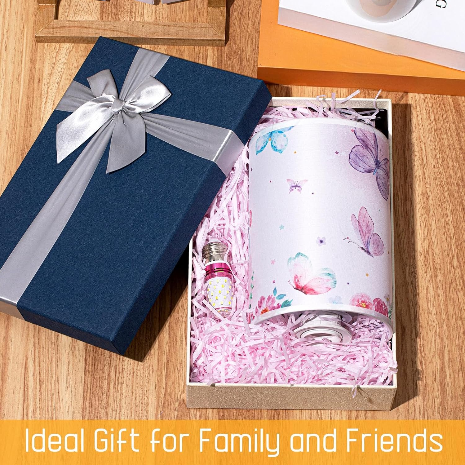 Tujoe Butterfly Lamp Purple Desk for Kids Lamp Fabric Nightstand Table Lamps Bedside Decor for Girl Kids Reading Bedroom Living Room Home Office Christmas Gift