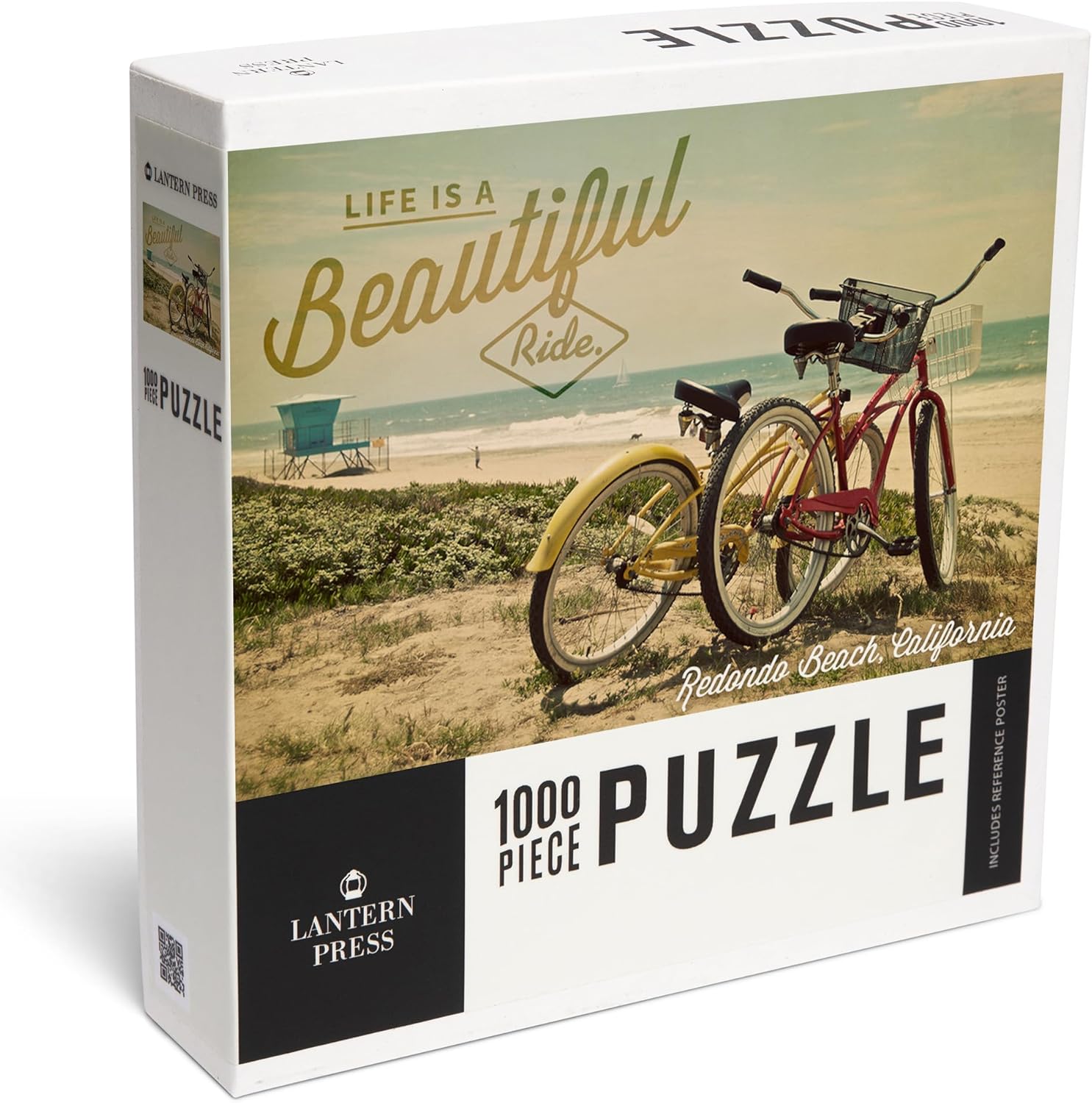 Lantern Press Redondo Beach, California, Photography, Life is a Beautiful Ride, Beach Cruisers 1000 Piece Jigsaw Puzzle for Adults, Made in USA with Reference Poster