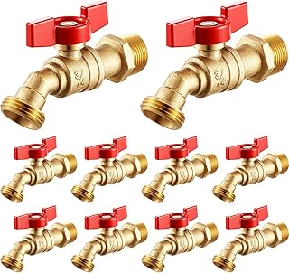 VIHOSE 10 Pack Brass Hose Bib 3/4" Mip X 3/4" Mht, Red Spigot