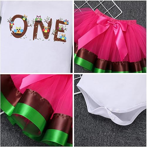 Miniatura 6 de IBTOM CASTLE Traje de bebé niña búho zorro animal 1er cumpleaños Wild One traje princesa mameluco tutú falda diadema pastel smash sesión de fotos