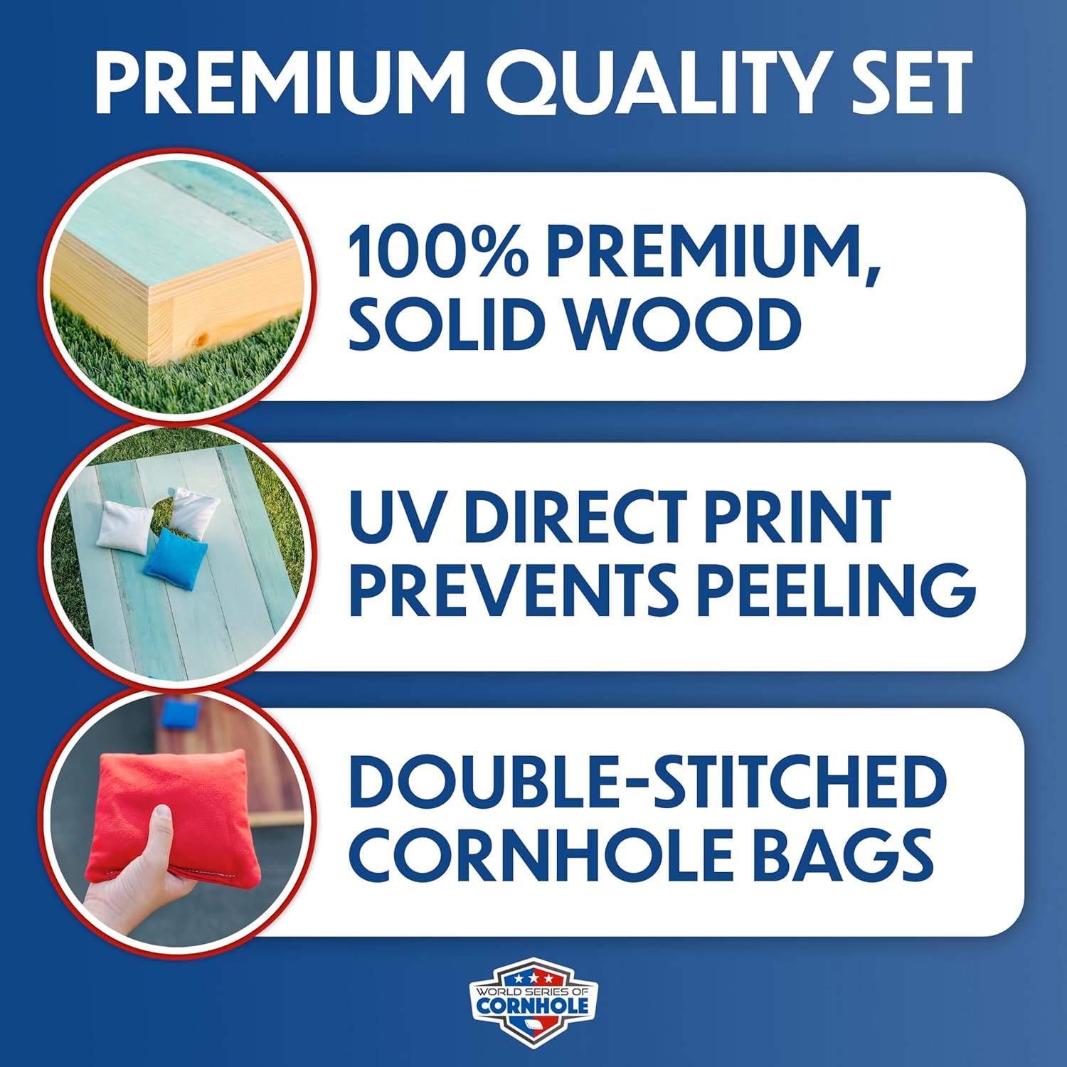 World Series of Cornhole Regulation Size Cornhole Boards – Lightweight & Durable All-Wood Construction | Backyard Bean Bag Toss Set | Rugged Outdoor Game for Tailgates, BBQs, & Backyard Battles