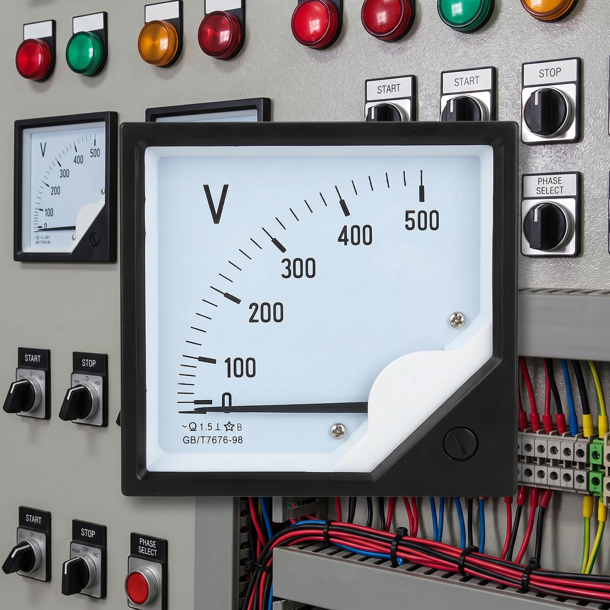 AC 0-500V Medidor de Voltaje de Panel Cuadrado Voltímetro Analógico Medidor de Panel de Aguja Para Dispositivos de Control Electrónico