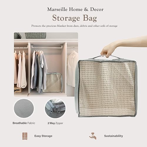 Miniatura 6 de Marseille Home & Decor - Cobija de punto gofre de modal natural Tejida con puro algodón mezclado con tela de modal proveniente de árboles de hayas,