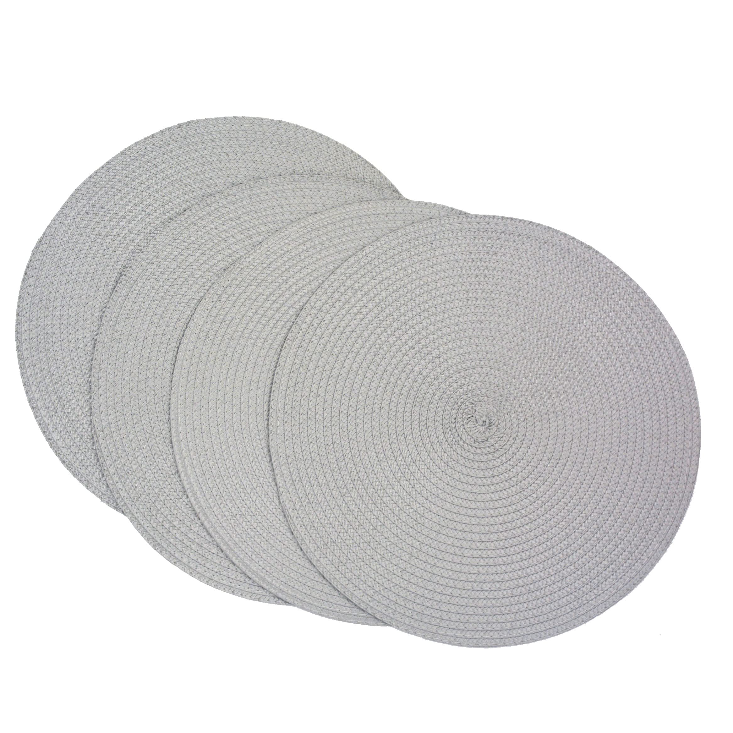 Décoration de Table, Sets de Table, Set de Table tissé pour la Cuisine, Rond en Plastique tissé de 35 cm, Lot de 4