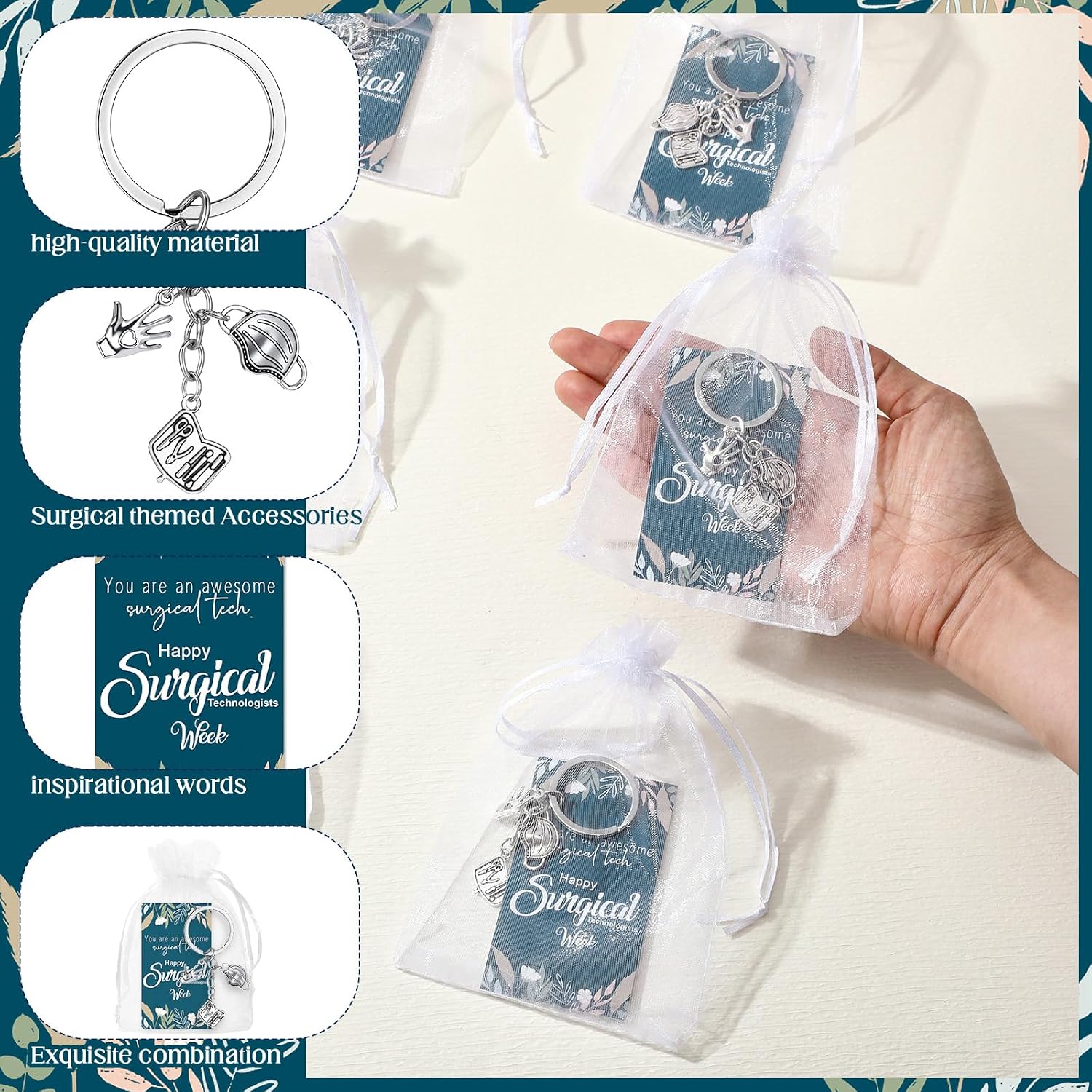Quelay 12 Set Surgical Tech Keychains Accessories Gifts Bulk