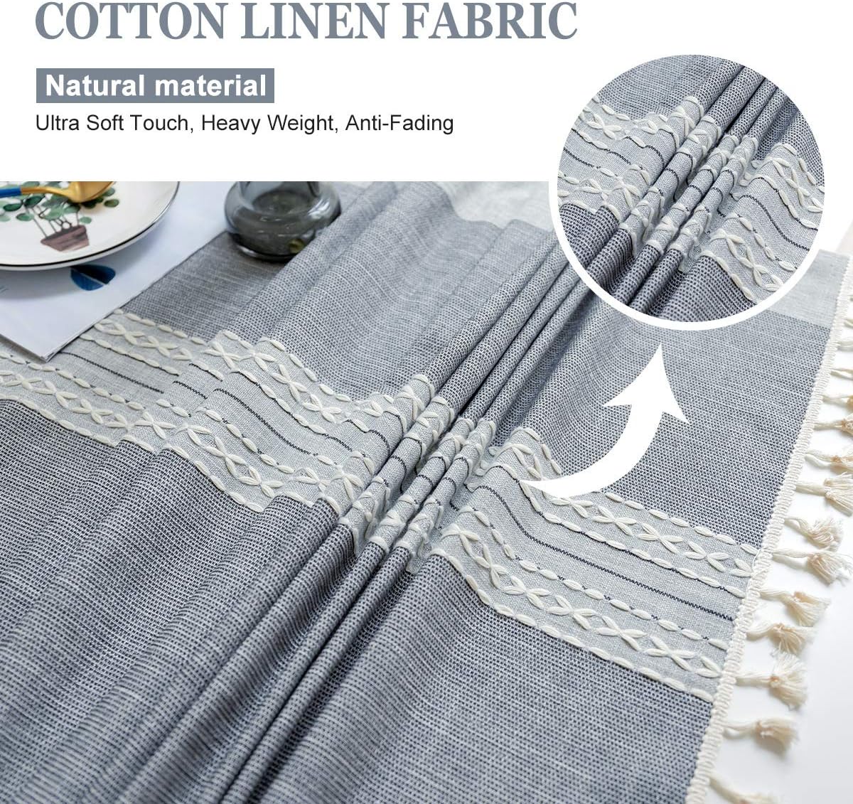 OstepDecor Tablecloth, Rectangle Table Cloth for 4 ft Table, Cotton Linen Tablecloths, Table Cover for Kitchen Dinning Room Party, Rectangle/Oblong, 55 x 86 Inch, 6-8 Seats, Gray