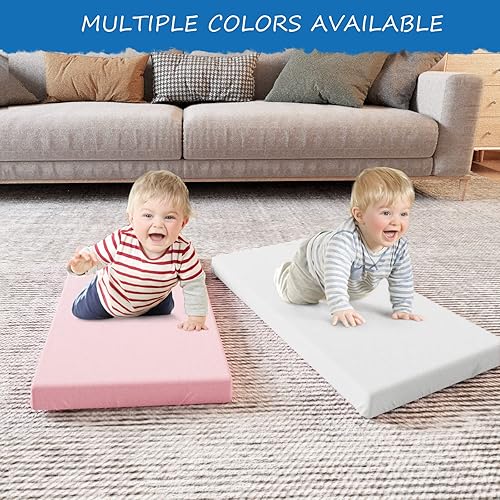 Miniatura 6 de Tapete para siesta de 19 x 45 x 4 pulgadas, apto para ECR4Kids, tapete plegable diario, súper suave y transpirable, de microfibra, para preescolar o