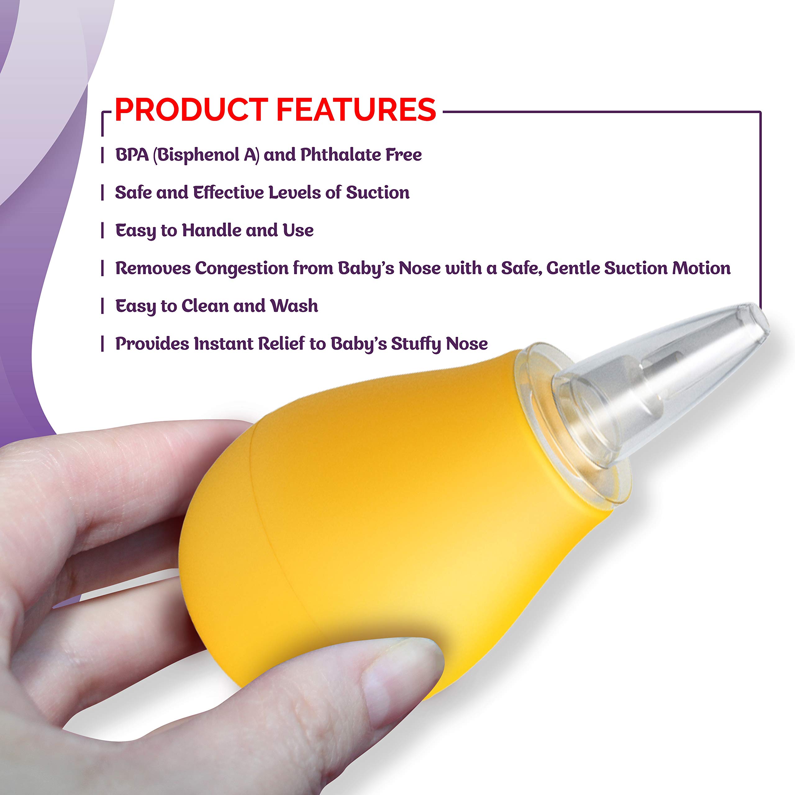 Romsons Baby Nasal Aspirator, Nose Cleaner, Vacuum Suction Tool, Immediate Relief from Blocked Baby Nose (Yellow) - Image 4 thumbnail