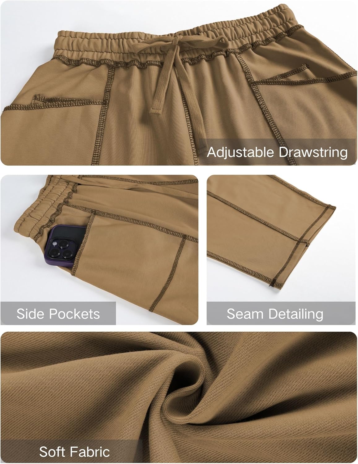 Athlisan Womens Baggy Barrel Pants Wide Leg Lounge Drawstring Sweatpants with Pockets - Image 6