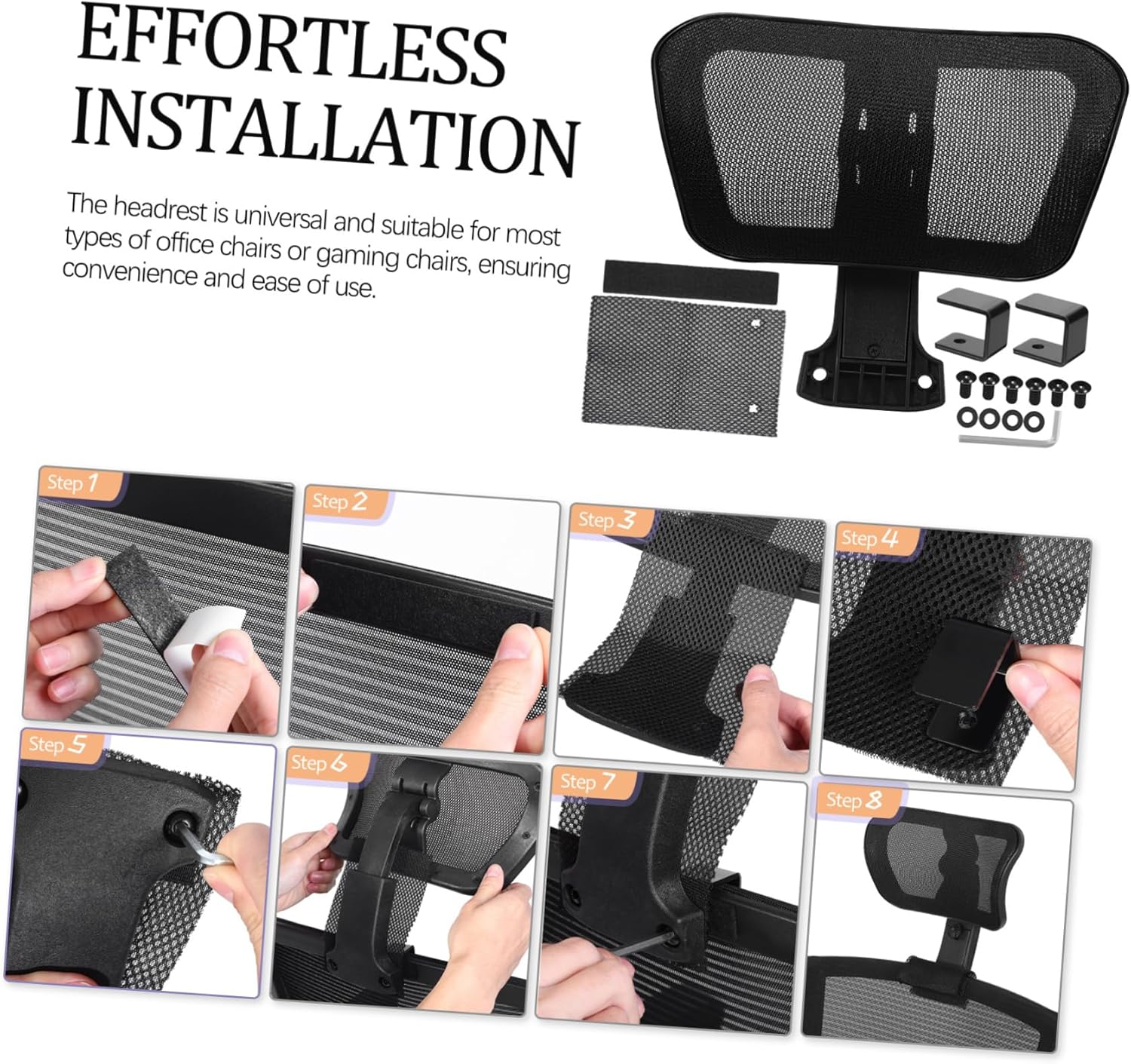 KICHOUSE Adjustable Mesh Headrest for Office Chair Gaming Chair Support Comfortable Neck Pillow for Computer Seat