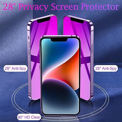 Miniatura 2 de Compatible con iPhone 14 Plus, compatible con iPhone 13 Pro Max, protector de pantalla de privacidad degradado colorido de 28 grados antiespía de