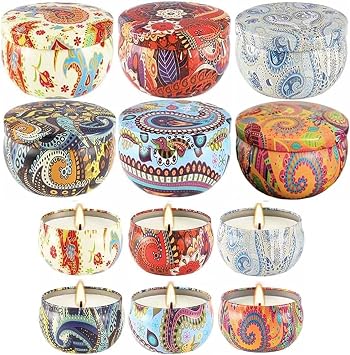 Phinicco 2.5oz Candle Tins for Candle Making 6 Pcs Empty Candle Tins with Lids Candle Jars 6 Colors