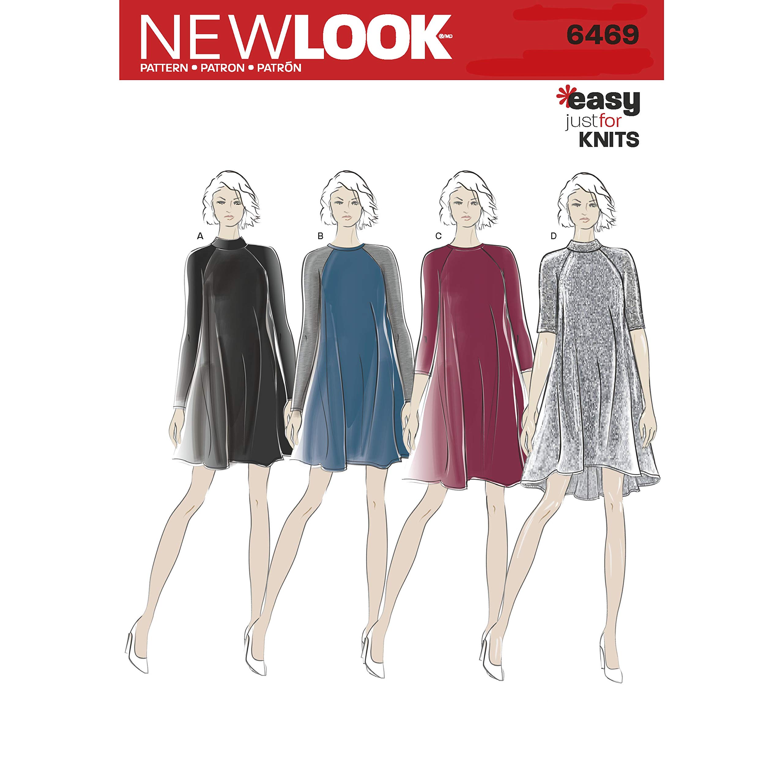 Amazon.com: NEW LOOK Sewing Pattern S0645 / 6469 - Misses' Easy Knit Dress  with Length and Sleeve Variations, A(8-10-12-14-16-18-20) : Arts, Crafts &  Sewing