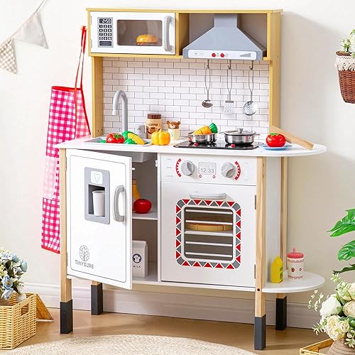 Play Kitchen for Kids - Juego de cocina de juguete para niños pequeños con luces y sonidos realistas, juego de cocina para niños con abundante juego